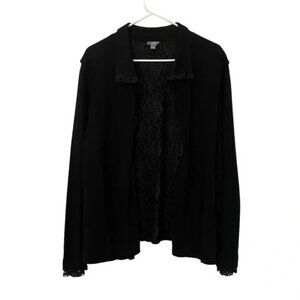 J. Jill Cardigan Silk Blend Knit Lace Sweater Black Size L